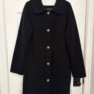 Women's Fleece Black Coat